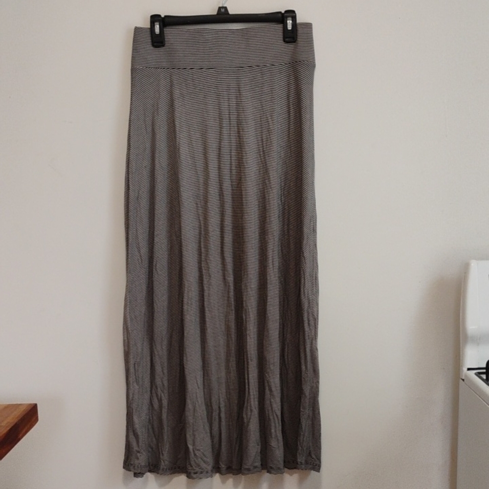 INC | Grey + Black Striped Maxi Skirt | Women's S